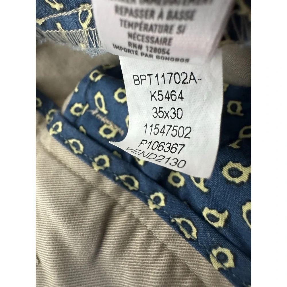 Bonobos Original Chino Pants Men's 35x30 Beige Palm Tree Print Athletic Fit NWOT